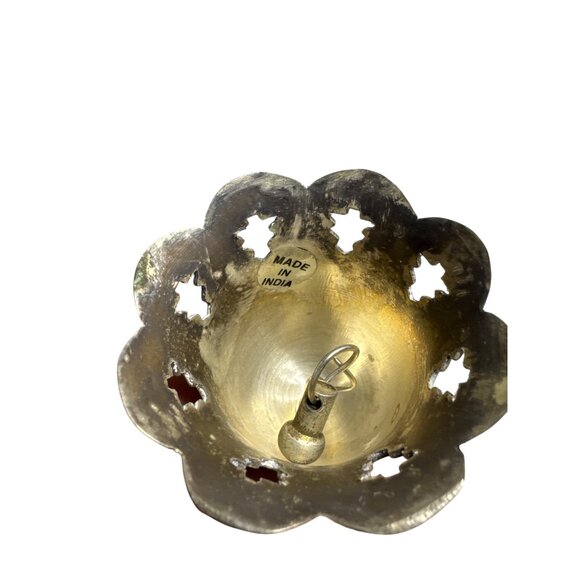 Silver Plated Christmas Bell With Pine Tree Top Clapper Included 50's Vintage - Picture 3 of 5